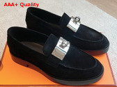 Hermes Hot Loafer in Noir Suede Goatskin Replica