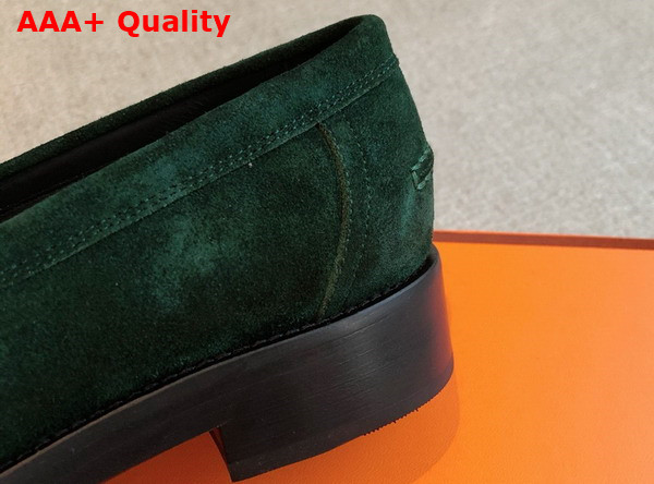 Hermes Hot Loafer in Vert Fonce Suede Goatskin Replica