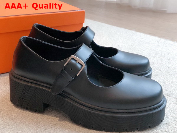 Hermes Hoxton Oxford Shoe in Black Calfskin Replica