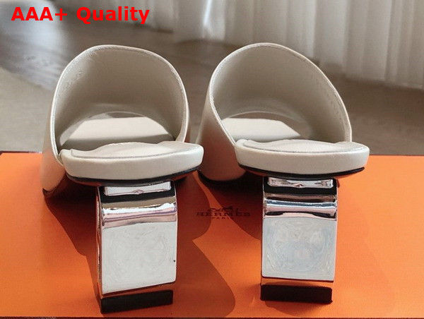 Hermes Iconique 60 Sandal in Blanc De Paris Nappa Leather Replica