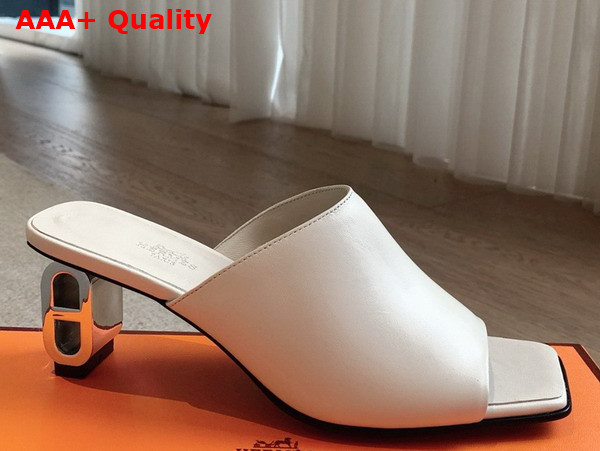 Hermes Iconique 60 Sandal in Blanc De Paris Nappa Leather Replica