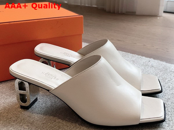 Hermes Iconique 60 Sandal in Blanc De Paris Nappa Leather Replica