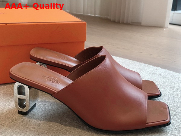 Hermes Iconique 60 Sandal in Gold Brown Calfskin Replica