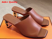Hermes Iconique 60 Sandal in Gold Brown Calfskin Replica