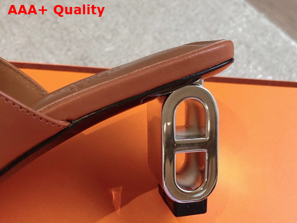 Hermes Iconique 60 Sandal in Gold Brown Calfskin Replica
