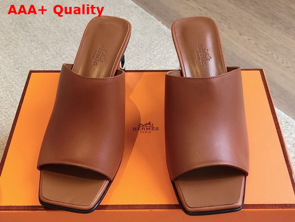 Hermes Iconique 60 Sandal in Gold Brown Calfskin Replica
