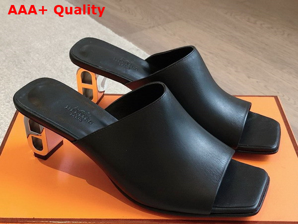 Hermes Iconique 60 Sandal in Noir Nappa Leather Replica