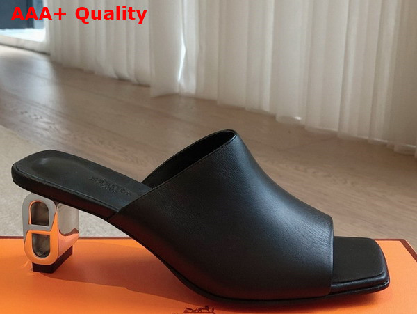 Hermes Iconique 60 Sandal in Noir Nappa Leather Replica