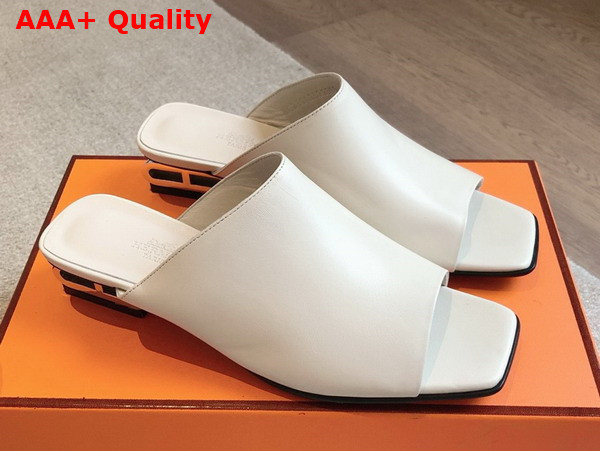Hermes Idole Sandal in Blanc De Paris Nappa Leather Replica