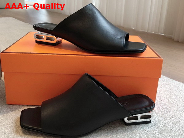 Hermes Idole Sandal in Noir Nappa Leather Replica