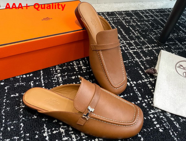 Hermes Iena Mule Marron Alezan Goatskin Replica