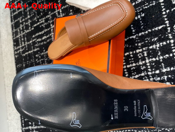 Hermes Iena Mule Marron Alezan Goatskin Replica