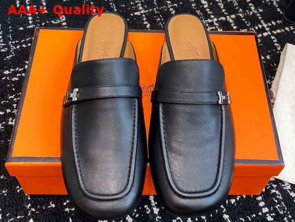 Hermes Iena Mule in Black Goatskin Replica