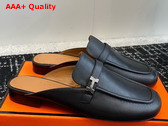 Hermes Iena Mule in Black Goatskin Replica
