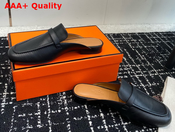 Hermes Iena Mule in Black Goatskin Replica