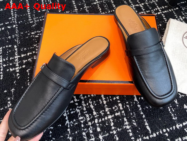 Hermes Iena Mule in Black Goatskin Replica