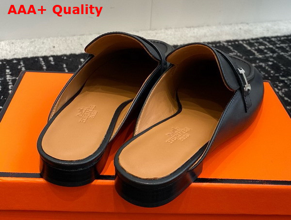 Hermes Iena Mule in Black Goatskin Replica