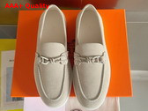 Hermes Ignacio Loafer in Beige Esquisse Suede Calfskin with Braided Leather Cord Replica