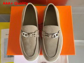 Hermes Ignacio Loafer in Beige Galet Suede Calfskin with Braided Leather Cord Replica