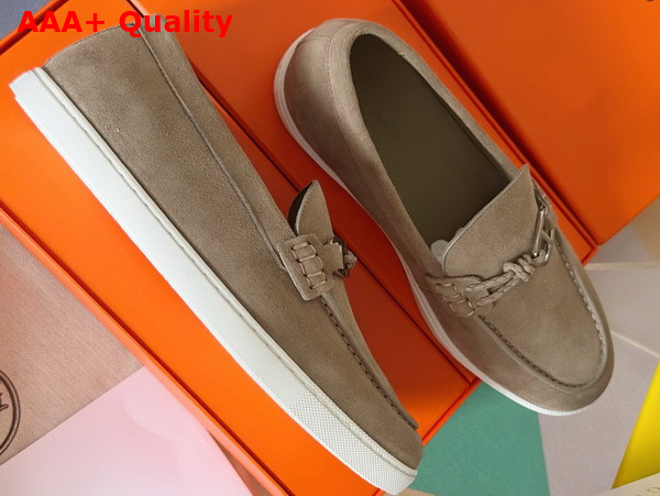 Hermes Ignacio Loafer in Beige Galet Suede Calfskin with Braided Leather Cord Replica