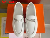 Hermes Ignacio Loafer in Blanc Deerskin with Braided Leather Cord Replica