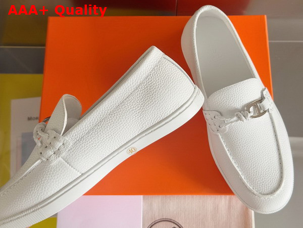 Hermes Ignacio Loafer in Blanc Deerskin with Braided Leather Cord Replica