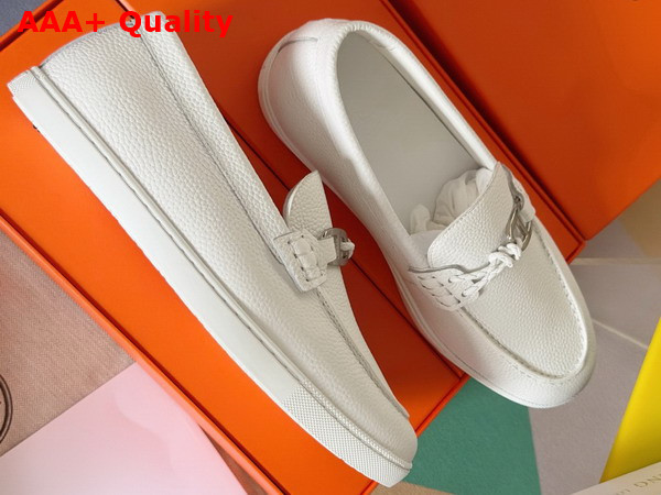 Hermes Ignacio Loafer in Blanc Deerskin with Braided Leather Cord Replica