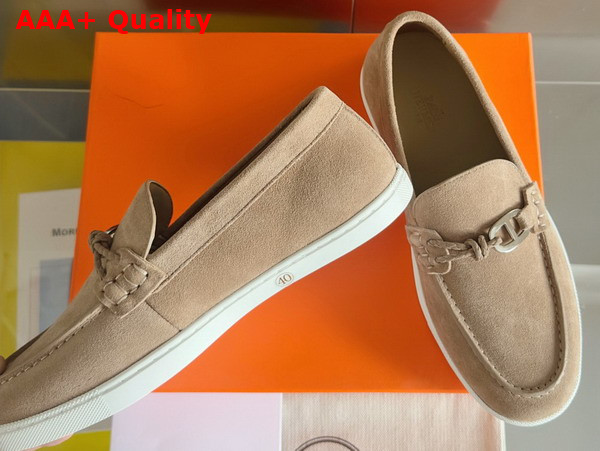 Hermes Ignacio Loafer in Etoupe Suede Calfskin with Braided Leather Cord Replica