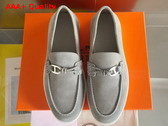 Hermes Ignacio Loafer in Gray Suede Calfskin with Braided Leather Cord Replica