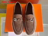 Hermes Ignacio Loafer in Marron Ebene Suede Calfskin with Braided Leather Cord Replica