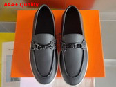 Hermes Ignacio Loafer in Noir Deerskin with Braided Leather Cord Replica