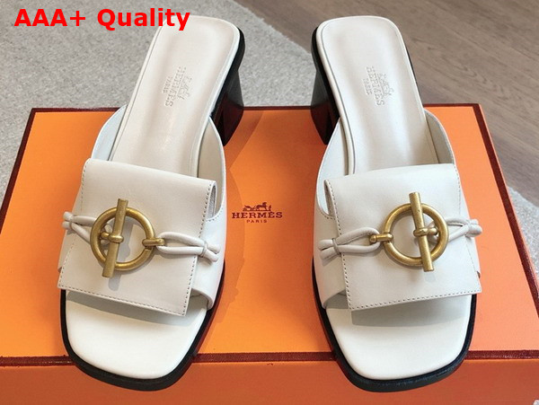 Hermes Ilot 50 Sandal in Blanc De Paris Calfskin Replica