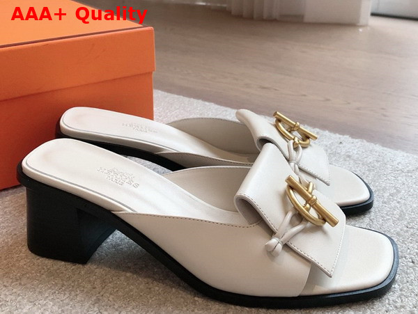 Hermes Ilot 50 Sandal in Blanc De Paris Calfskin Replica