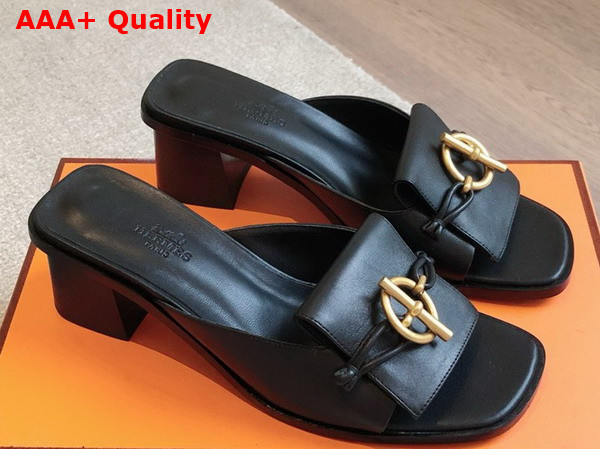 Hermes Ilot 50 Sandal in Noir Calfskin Replica