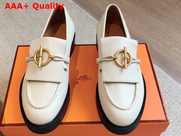 Hermes Impact Loafer in Blanc De Paris Calfskin Replica