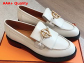 Hermes Impact Loafer in Blanc De Paris Calfskin Replica
