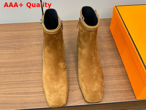 Hermes Imperial 50 Ankle Boot in Burn Fume Suede Calfskin Replica