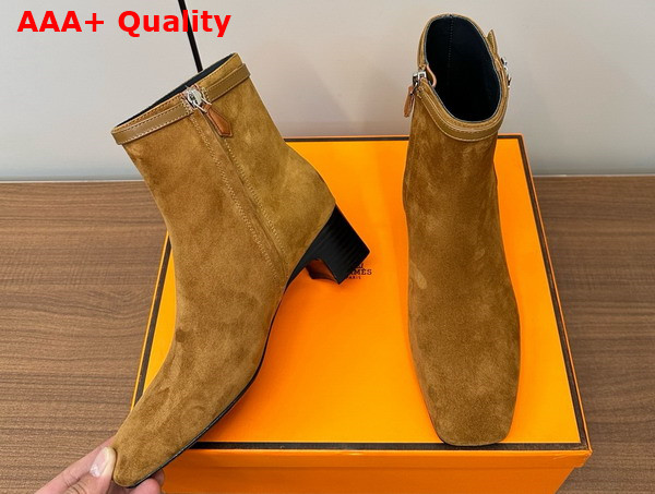 Hermes Imperial 50 Ankle Boot in Burn Fume Suede Calfskin Replica