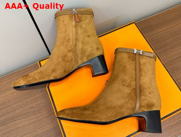 Hermes Imperial 50 Ankle Boot in Burn Fume Suede Calfskin Replica