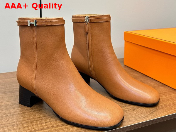 Hermes Imperial 50 Ankle Boot in Marron Alezan Goatskin Replica