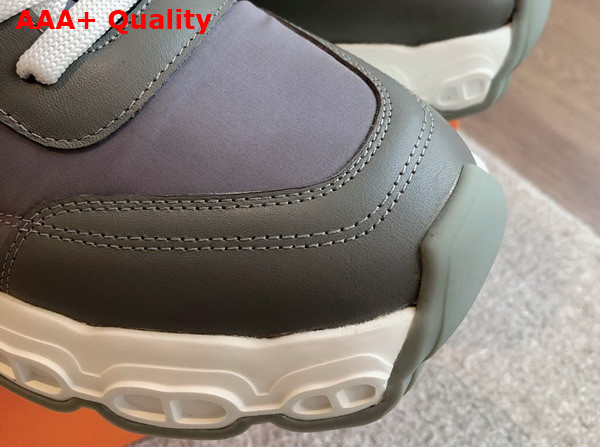 Hermes Impulse Sneaker in Grey Fabric and Calfskin Replica