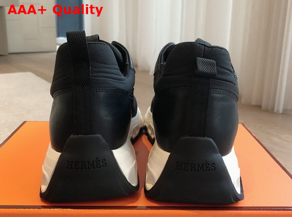 Hermes Impulse Sneaker in Noir Fabric and Calfskin Replica
