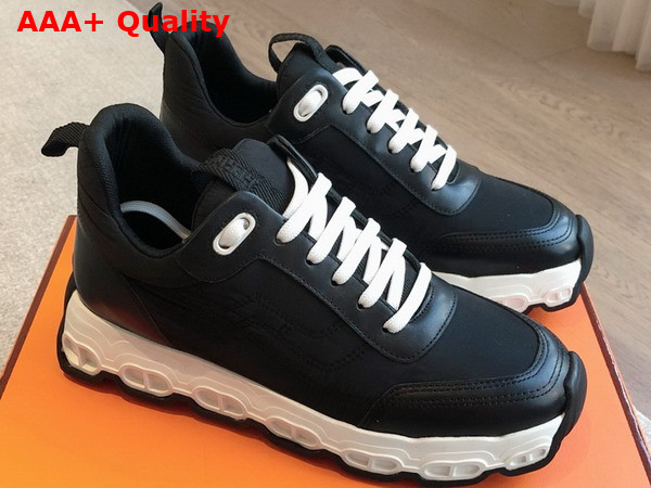 Hermes Impulse Sneaker in Noir Fabric and Calfskin Replica
