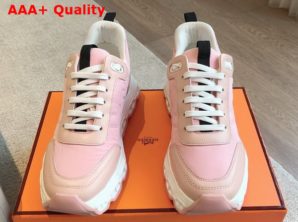 Hermes Impulse Sneaker in Rose Porcelaine Fabric and Calfskin Replica