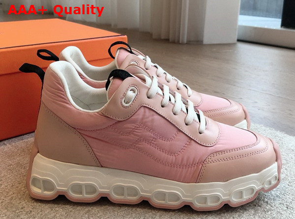 Hermes Impulse Sneaker in Rose Porcelaine Fabric and Calfskin Replica