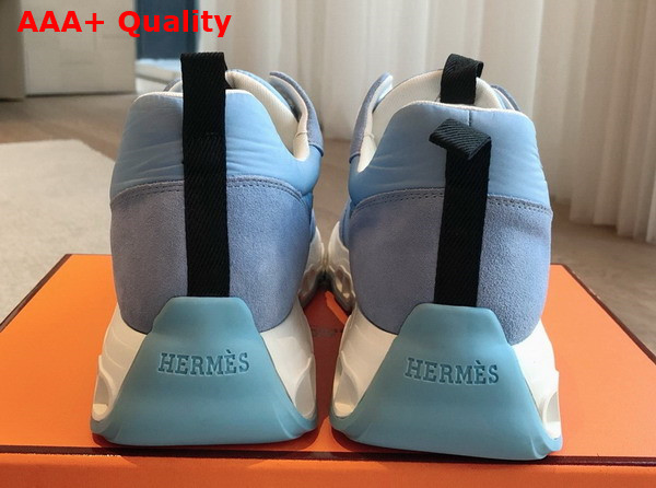 Hermes Impulse Sneaker in Sky Blue Fabric and Suede Replica
