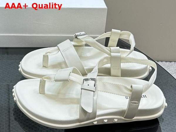 Hermes Inboard Sandal in Blanc Woven Ribbon and Calfskin Replica