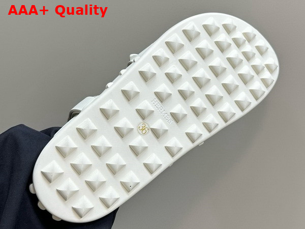 Hermes Inboard Sandal in Blanc Woven Ribbon and Calfskin Replica