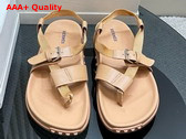 Hermes Inboard Sandal in Milk Tea Color Woven Ribbon and Calfskin Replica