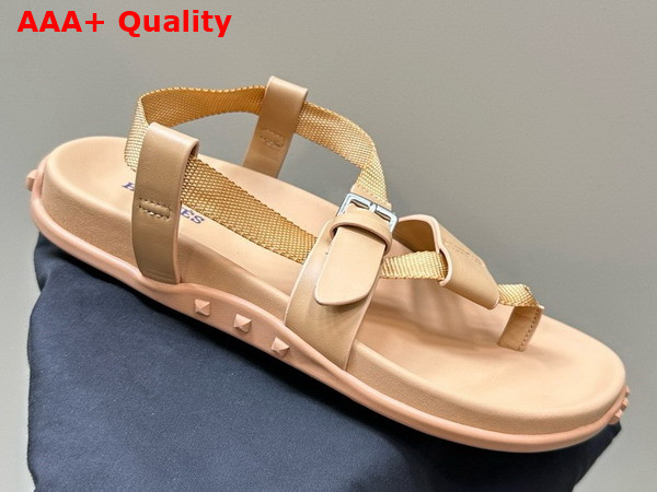 Hermes Inboard Sandal in Milk Tea Color Woven Ribbon and Calfskin Replica